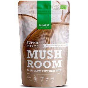 PURASM21 - Mushroom Mix 250g BIO (BIO. Mix met reishi, shiitake en ashwaganda. Ondersteunt de weerstand en helpt vermoeidheid verminderen. Vegan en vrij van allergenen.) -  Purasana