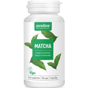 PURAPE77 - Matcha 280 mg 100 Vcaps BIO (BIO & VEGAN. Matcha. 100 capsules. Ondersteunt alertheid, concentratie en energie. Goed voor vetverbranding en gewichtsbeheersing.) -  Purasana