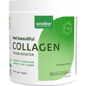 PURACOL4 - Feel Beautiful - Vegan Collagen Booster 240 g (Vegan collageen booster met de smaak van blauwe bes. Bevat MSM, aminozuren en vitamine C. Draagt bij tot instandhouding van gezond haar, huid en nagels.) - Purasana