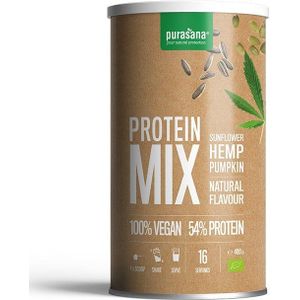 PROTPM03 - Vegan protein mix: pumpkin/sunfl/hemp - Naturel (BIO. Mix van zonnebloem-, hennep- en pompoenpoeders. 400 g organic en vegan proteïnes. Natuurlijke smaak.) -  Purasana