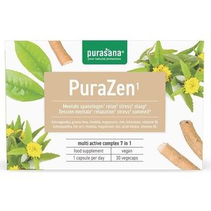 PURANU02 - PuraZen 30 Vcaps (Nutraceutical supplement. 7-in-1 complex tegen stress & vermoeidheid. 30 vegecaps. Met ashwagandha en rhodiola.) -  Purasana