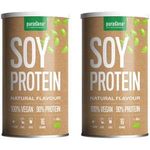PROTPP07DUO - Vegan protein soy 90% - Naturel 400 gram (BIO & VEGAN. DUO Soja Poeder. 400 g. Plantaardige proteïne. Natuurlijke smaak.) -  Purasana