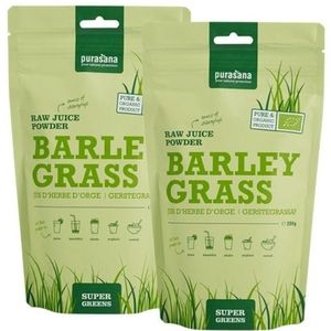 PURASG01DUO - Barley grass raw juice powder (BIO & VEGAN. DUO Barley grass raw juice poeder. 200 g. Super greens poeder boordevol fytonutriënten.) -  Purasana