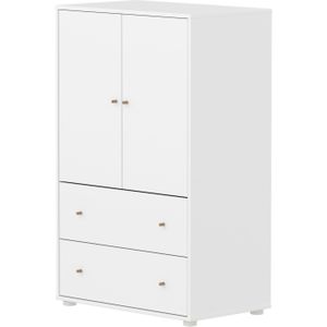 Flexa Saga kledingkast met lades en eiken knoppen - Wit