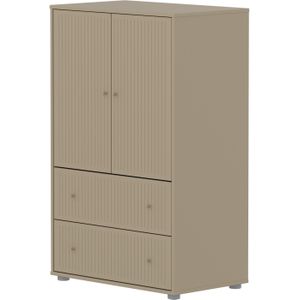 Flexa Saga kledingkast met lades en oat knoppen - Oat grooves