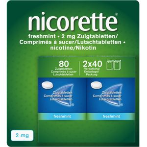 Nicorette® Freshmint 2mg bij stoppen met roken Zuigtabletten 2x40 stuks