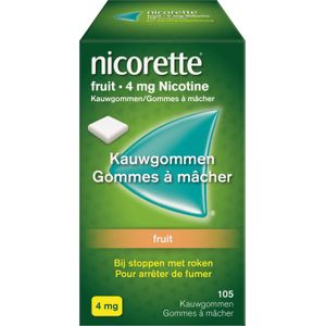 Nicorette® Fruit 4mg bij stoppen met roken Kauwgom 105 stuks