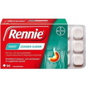 Rennie zonder suiker Kauwtabletten 96 stuks