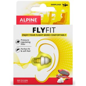 Alpine FlyFit - Gele Oordoppen - Drukregulerende Oordopjes voor Vliegen en Reizen - SNR 17 dB - 1 Paar