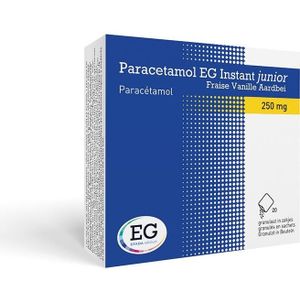 Paracetamol EG Instant Junior 250mg Vanille-Aardbei Zakjes 20 stuks