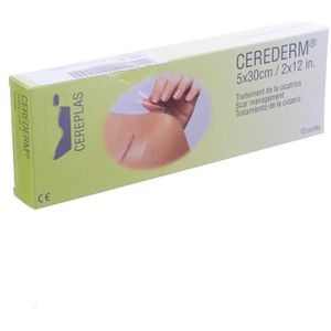 Cerederm Littekenpleister silicone 5x30cm Silicoon pleister 10 stuks
