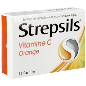 Strepsils vitamine C + sinaasappel Zuigtabletten 36 stuks