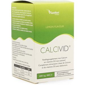 Calcivid Chew 1000mg/800IE lemon Kauwtabletten 28 stuks