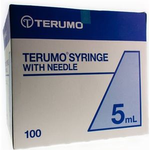 Terumo spuit luer 5ml + 21G-naald 100 stuks