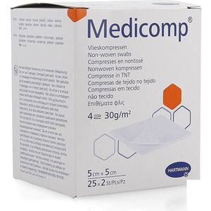 Medicomp kompressen 5x5cm 4L 25x2 stuks
