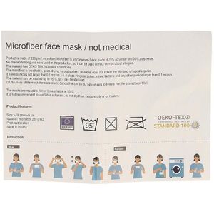 Oeko-Tex Herbruikbaar Microfiber Mondmasker 1 stuks