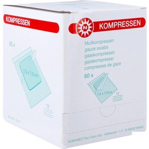 Noba - Kompressen - Gaaskompressen - Steriele Gaasjes - 12 Laags -7,5 x 7,5 cm - 60 Stuks