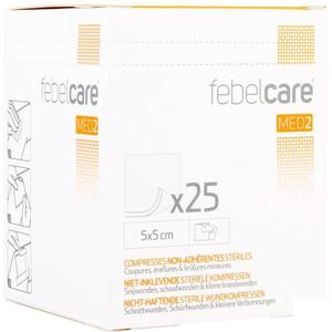 Febelcare Med2 steriele niet-inklevende kompressen 5x5cm  25 stuks