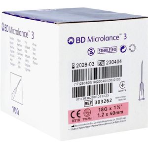 BD Microlance Naald 18G 1 1/2" Roze 1,2x40mm 100 stuks