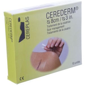 Cerederm Littekenpleister silicone rond 8cm Silicoon pleister 10 stuks