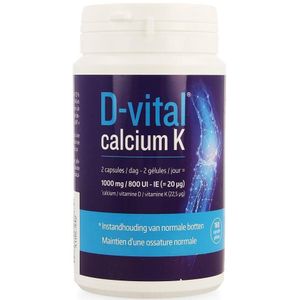 D-Vital calcium K 1000/800 Capsules 180 stuks