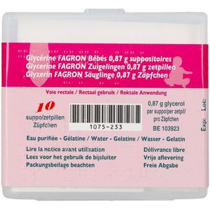 Fagron Glycerine Zetpillen voor Zuigelingen Zetpillen 10 stuks