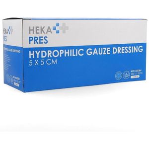 Heka - Steriel Hydrofiel Gaaskompres - 5x5 cm - 100 Stuks - 12 Lagen