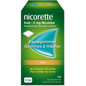 Nicorette® Fruit 2mg bij stoppen met roken Kauwgom 105 stuks