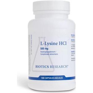 Biotics L-Lysine HCl 500mg Capsules 100 stuks
