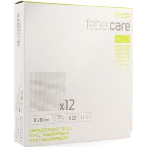 Febelcare Med1 steriele gaaskompressen 10x10cm 12 stuks