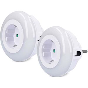 Grundig LED Nachtlamp met lichtsensor - 2x - 230v - kinderkamer - met extra stopcontact - energiebesparend
