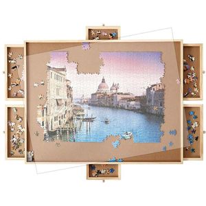 SEVVA - Houten Puzzeltafel - Lichtbruin - Met Lades