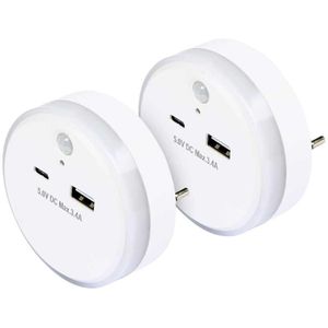 1+1 GRATIS | Sensor Nachtlampje Met USB Oplaadpoorten