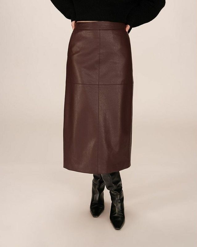 Grace & Mila - SIRENE - Midi-rok - Bordeauxrood - Vegan Leather