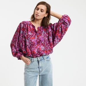 LA REDOUTE COLLECTIONS - Blouse - Roze - Viscose - 3/4 Mouwen - Maokraag - Bloemenprint