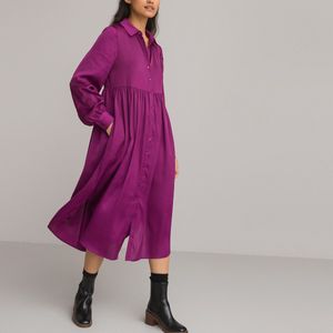 Lange hemdjurk met lange mouwen LA REDOUTE COLLECTIONS. Polyester materiaal. Maten 40 FR - 38 EU. Violet kleur