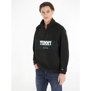 Losse fleece met halve rits TOMMY JEANS. Polyester materiaal. Maten XXL. Zwart kleur