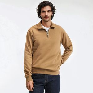 LA REDOUTE COLLECTIONS - Sweater - Kastanje - Katoen - Met Rits en Schipperskraag