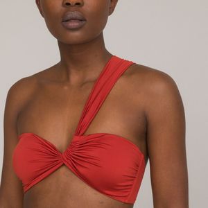 Asymmetrische bikini-BH LA REDOUTE COLLECTIONS.  materiaal. Maten 44 FR - 42 EU. Rood kleur