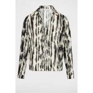 MORGAN - Blouse - Zwart/Wit - Viscose - Lange Mouwen - Bedrukt Motief