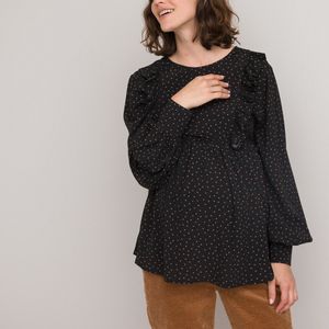 Blouse voor zwangerschap en borstvoeding LA REDOUTE COLLECTIONS. Viscose materiaal. Maten 46 FR - 44 EU. Zwart kleur