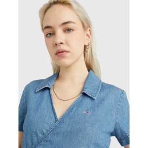 Cropped blouse TOMMY JEANS. Katoen materiaal. Maten XL. Blauw kleur