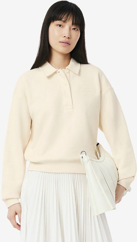 LACOSTE - Sweater - Ecru - Katoen - Lange Mouwen met Polokraag