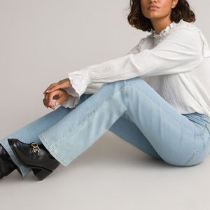 Bootcut jeans, in bio katoen LA REDOUTE COLLECTIONS. Denim materiaal. Maten 50 FR - 48 EU. Blauw kleur