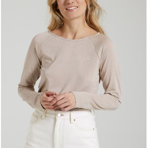 T-shirt in pailletten tricot JDY. Viscose materiaal. Maten XS. Beige kleur