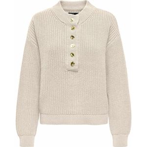 Trui met opstaande kraag en goudkleurige knopen ONLY. Katoen materiaal. Maten XS. Beige kleur