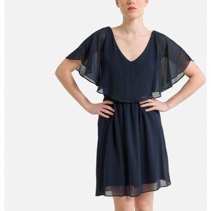Korte jurk met V-hals NAF NAF. Polyester materiaal. Maten 42 FR - 40 EU. Blauw kleur