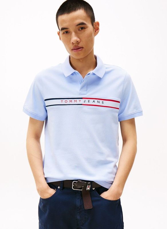 Tommy Jeans - DM0DM20916 - Polo - Blauw - Katoen - Korte Mouwen