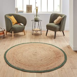 Rond vloerkleed in jute, Aftas LA REDOUTE INTERIEURS. Jute materiaal. Maten diameter 160 cm. Beige kleur