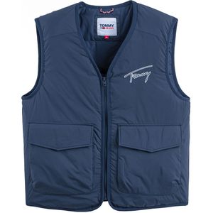 Korte bodywarmer, tussenseizoen TOMMY JEANS. Polyester materiaal. Maten M. Blauw kleur